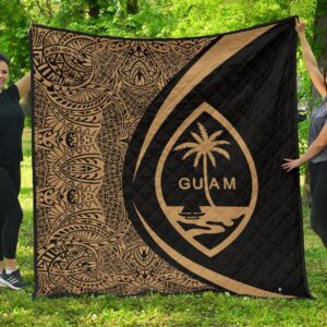 Guam Coat Of Arms Polynesian Premium Quilt  Circle Style  01 J2  Quilt